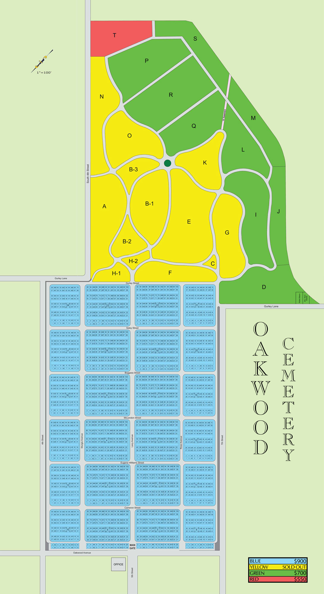 Map Oakwood Cemetery